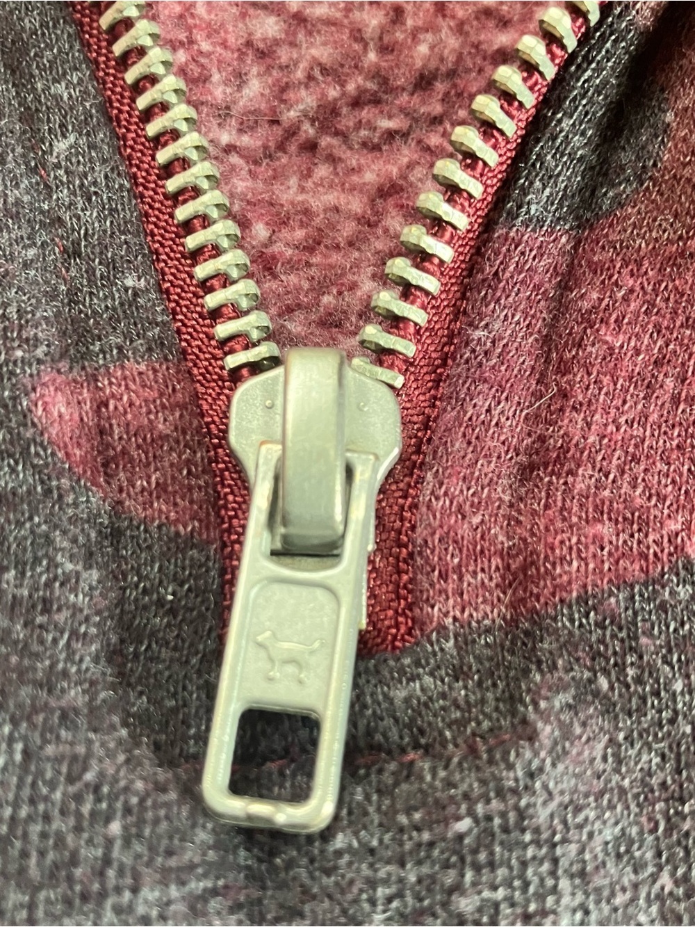 Victoria's Secret PINK Maroon & White Camo Zip Pullover - Picture 3 of 4